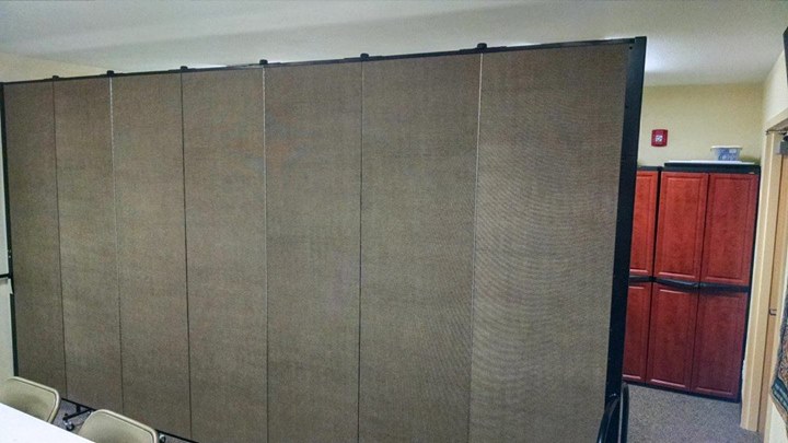 Customer provided image of room divider in a classroom