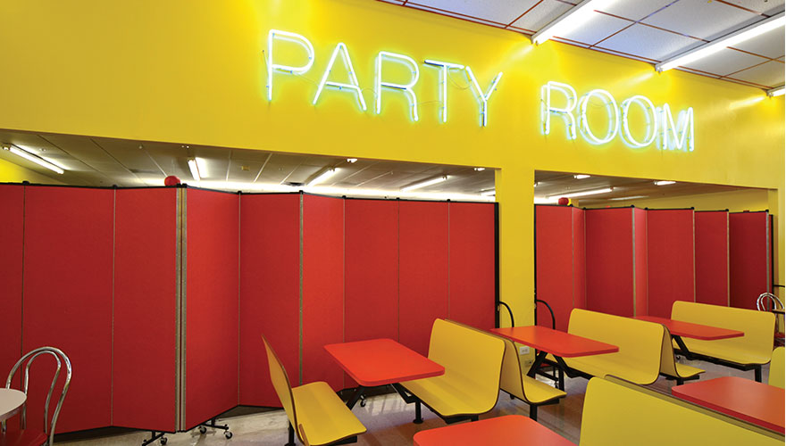 Party Room Divider Separates Eating and Play Areas