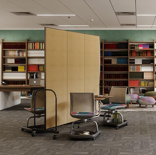 Library Pits Library Pods for Workspace Privacy - Screenflex Dividers