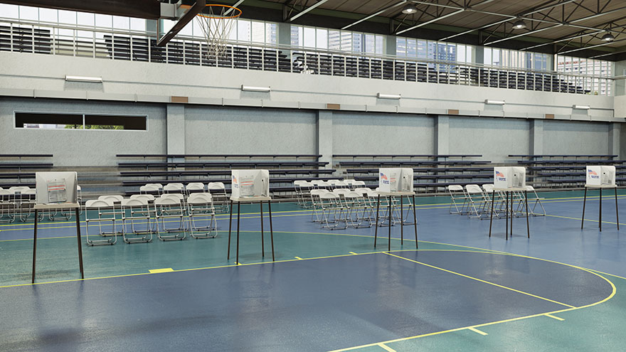 Ballot stations lined up next to each other